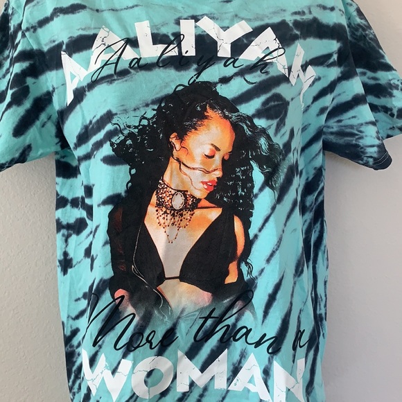 Aaliyah More Than A Woman Blue Tie Dye Short Sleeve T Shirt - Picture 2 of 5